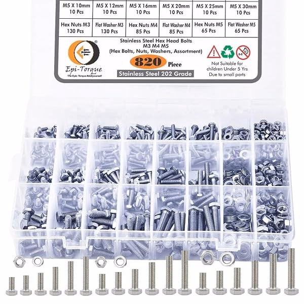 Nuts, bolts and washers for supervised assembly